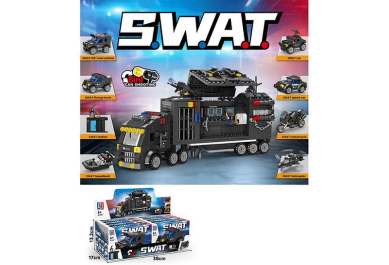 Конструктор Полицейский транспорт 8 штук в шоубоксе 38х17х32 см 153034