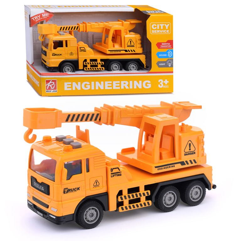 Машина инерционная Кран , со световыми и звуковыми эффектами, в коробке 21х10х13 см RJ6824-4