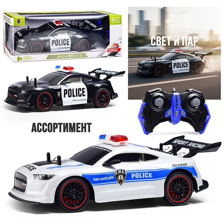 Машина Полицейский шторм на р-у, 27 MHz. свет, пар, на акк., в коробке 33х14х11,5 см KQX165-P11