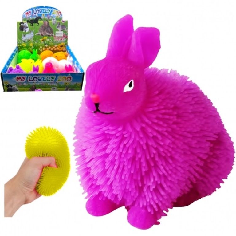 Антистресс Зайчик лохматик, светится, 12 штук в упаковке 21х21х7 см 1101