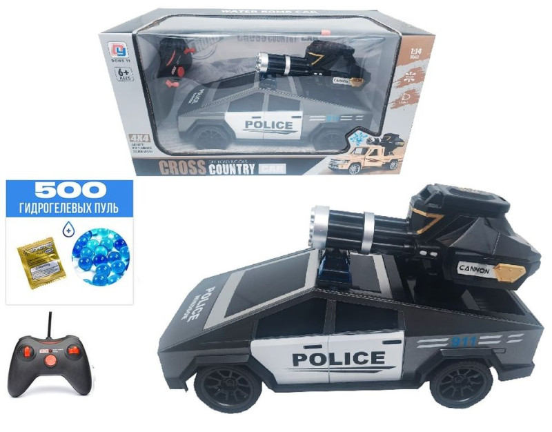 Машина Полиция с водной пушкой на РУ, 27MGz, 500орбизов, свет, в коробке 16x36,5x20см 0855-290