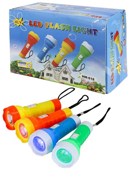 Фонарик из пластика 9,5х4,6х4,5см, цвета в ассортименте, 24шт в дисплее Z028