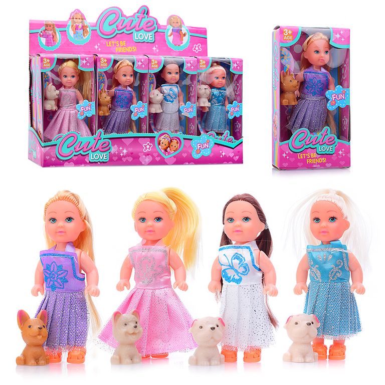 Кукла с щенком, в коробке 12 штук, в ассортименте 15х8х4 см SM001-3