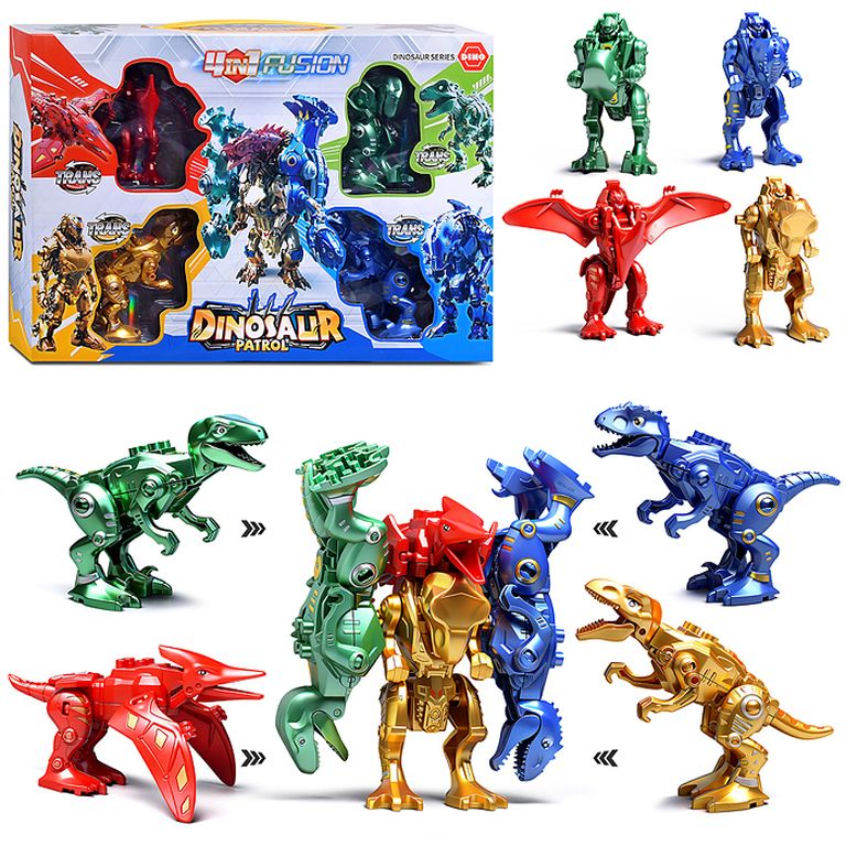 Робот Дино патруль, 4 робота в комплекте, в коробке 32х6х22 см 323-33