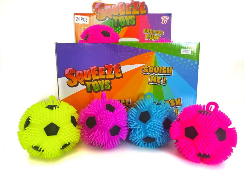 Антистресс футбольный мячик светящийся, цвета в ассорт, 24 шт в боксе 19х29х20 4011